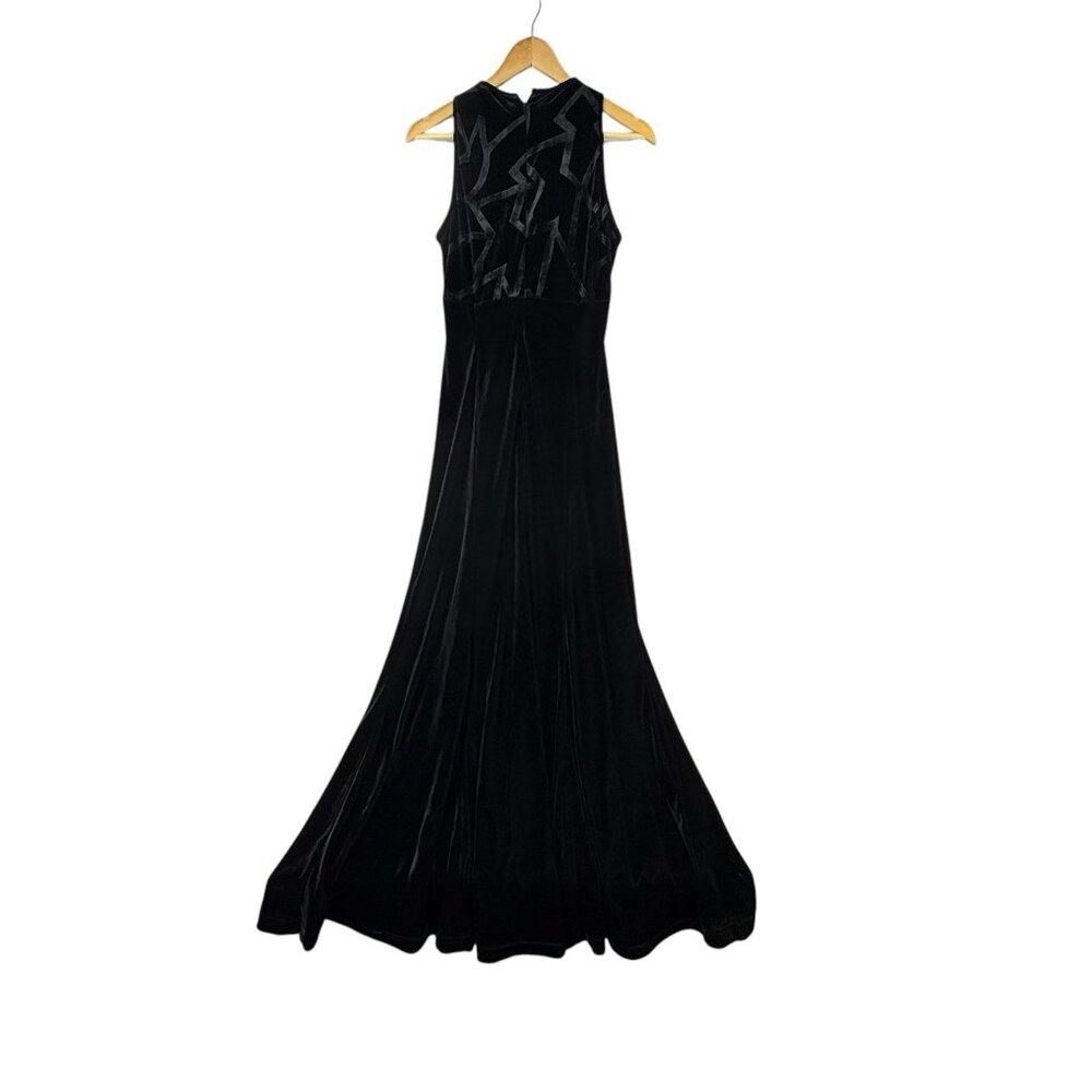 Vtg Reggio Black Velvet Sleeveless Gown Maxi Dress Sz 6 Whimsigoth Y2K READ